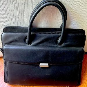 Wilson Leather Pelle Studio Black Leather Briefcase Laptop Messenger Bag